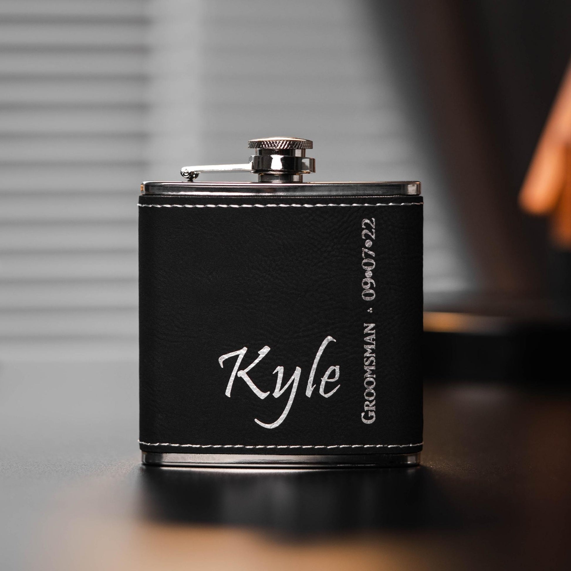 Personalized Black Flask Set