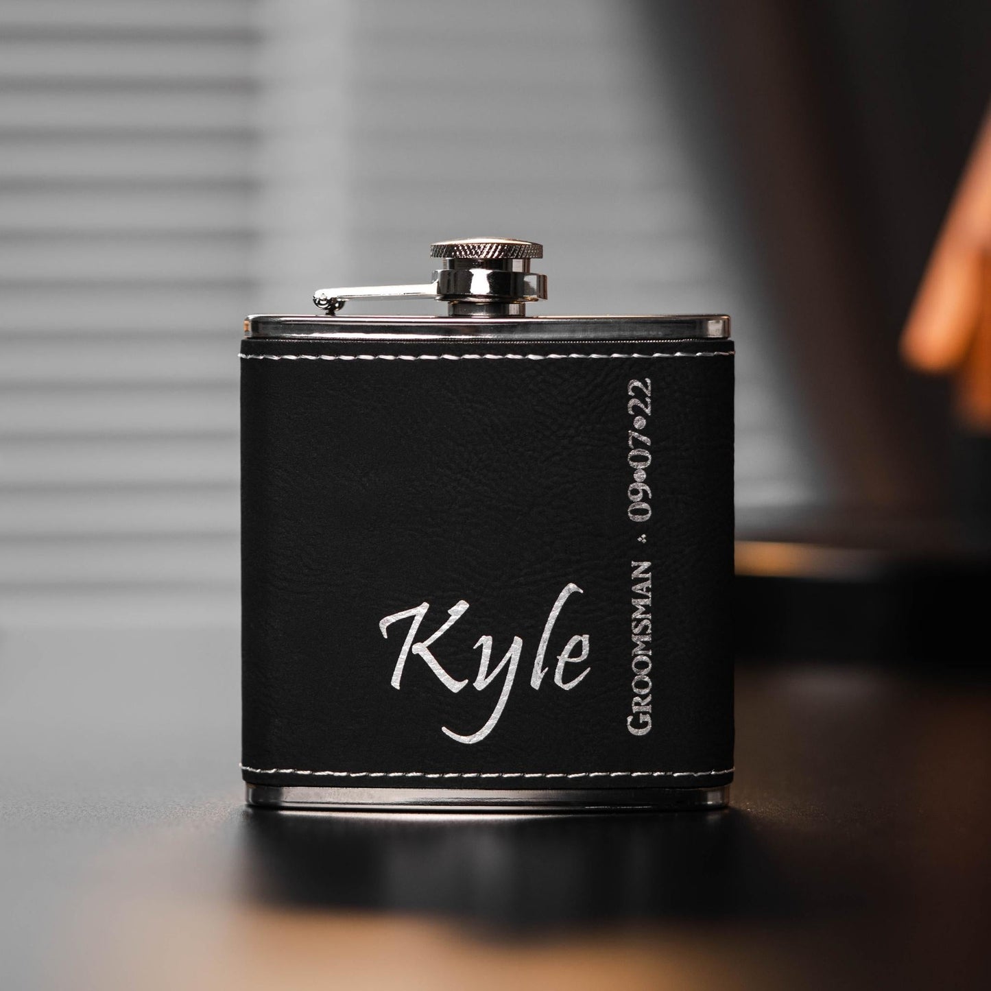 Personalized Black Flask Set