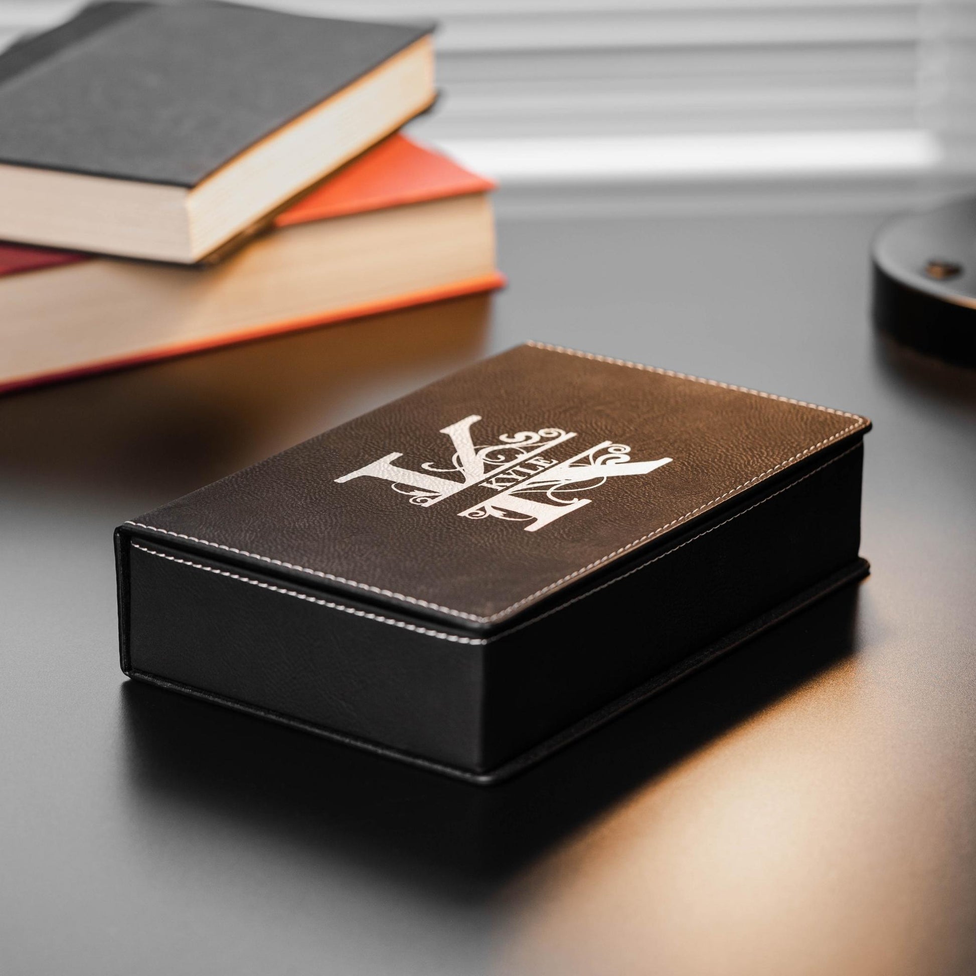 Personalized Black Flask Set