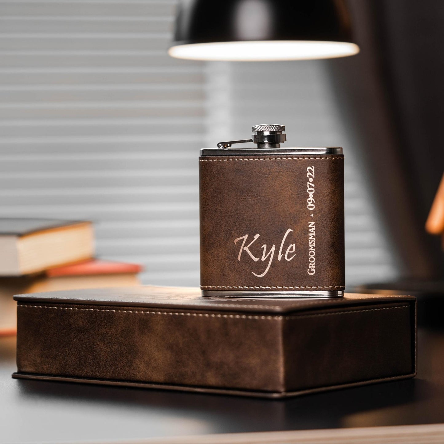 Personalized Rustic Flask Set