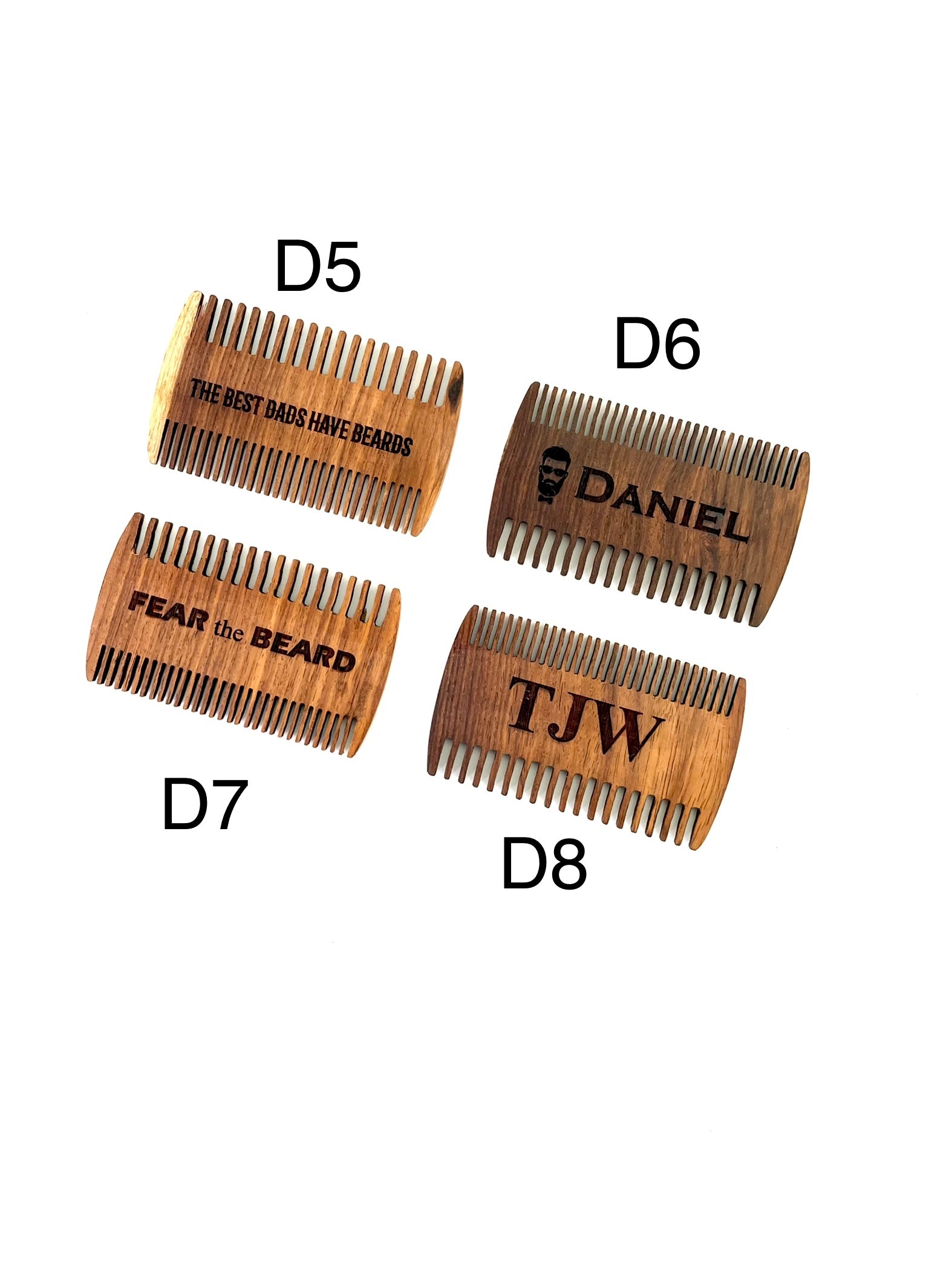 Personalized Wood Beard Comb with Leather Case