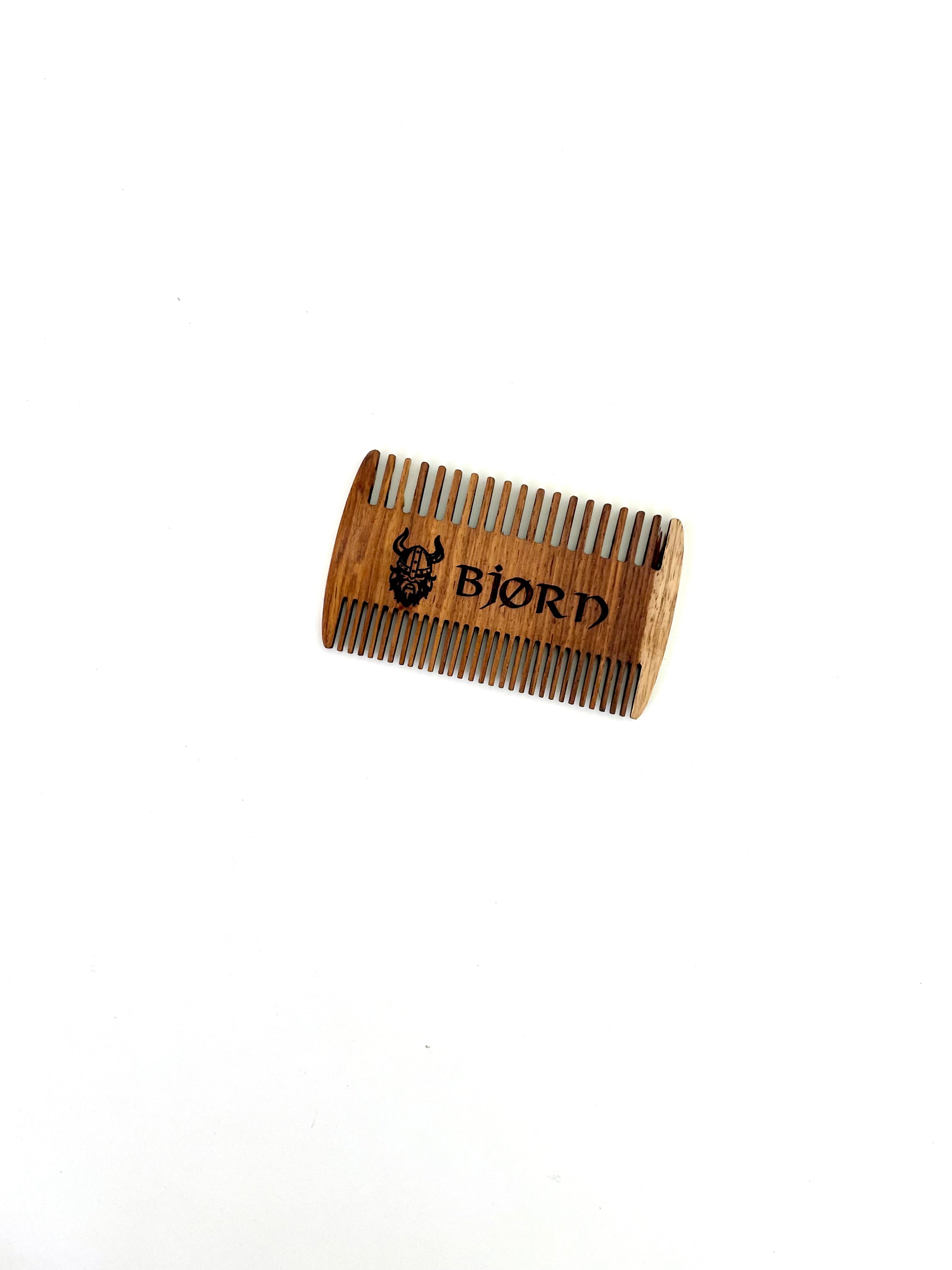 Personalized Wood Beard Comb with Leather Case