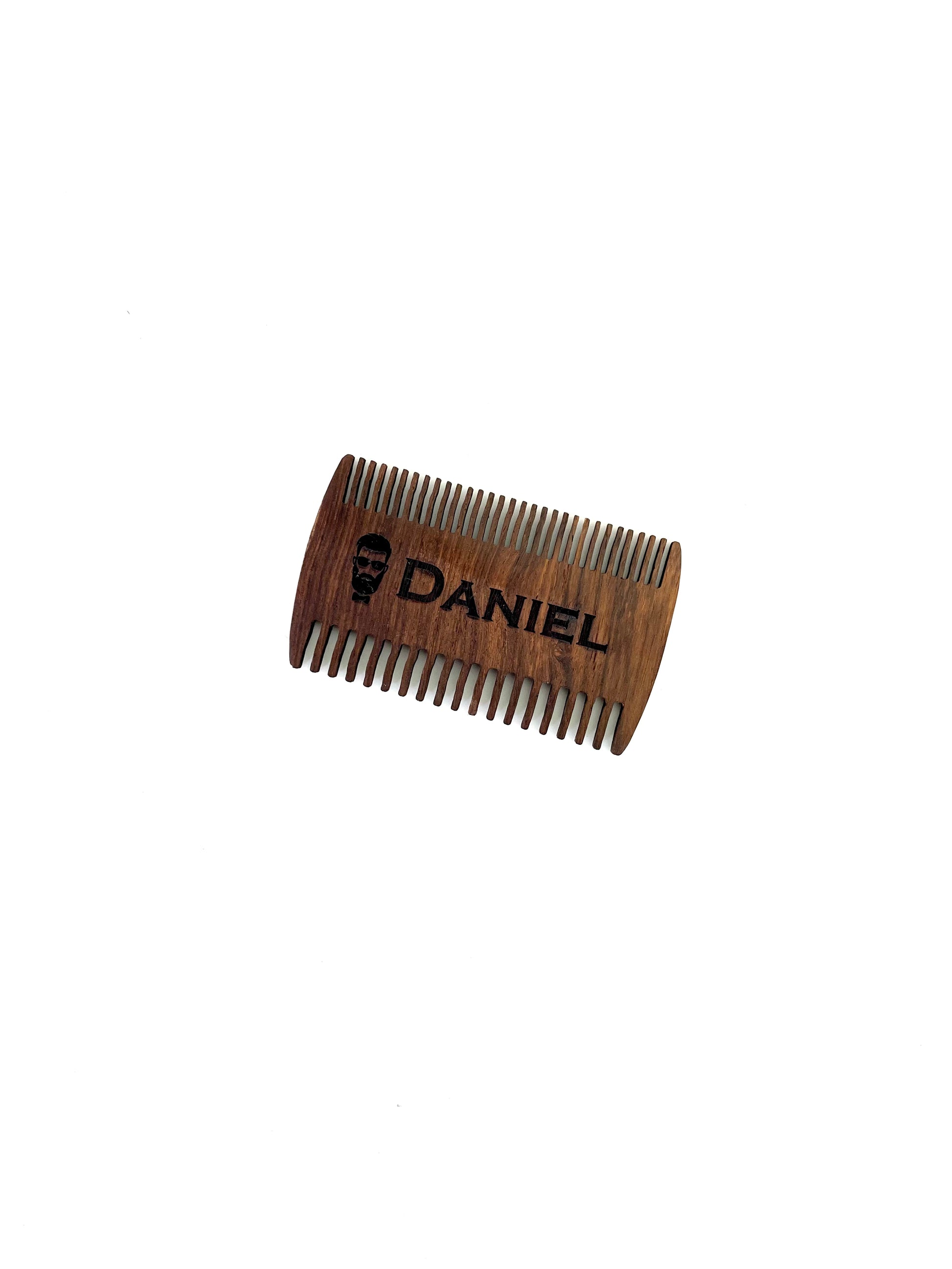 Personalized Wood Beard Comb with Leather Case