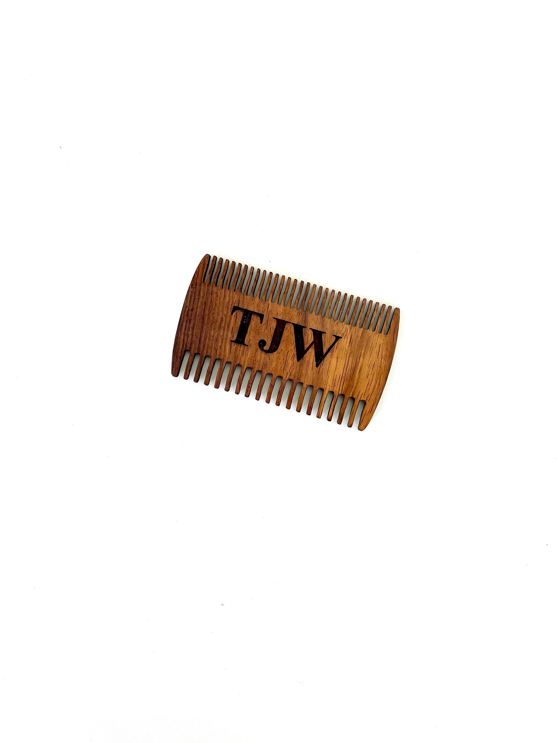 Personalized Wood Beard Comb with Leather Case