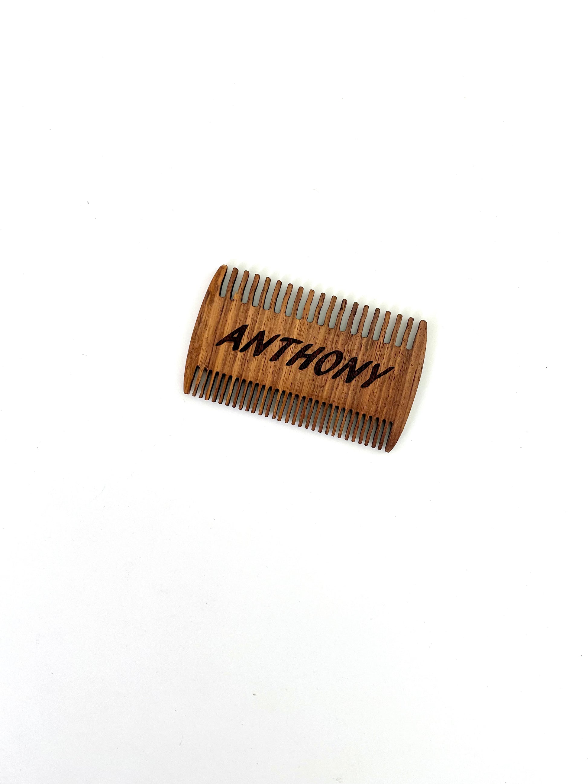 Personalized Wood Beard Comb with Leather Case