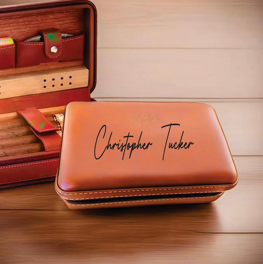 Personalized Leather Cigar Box