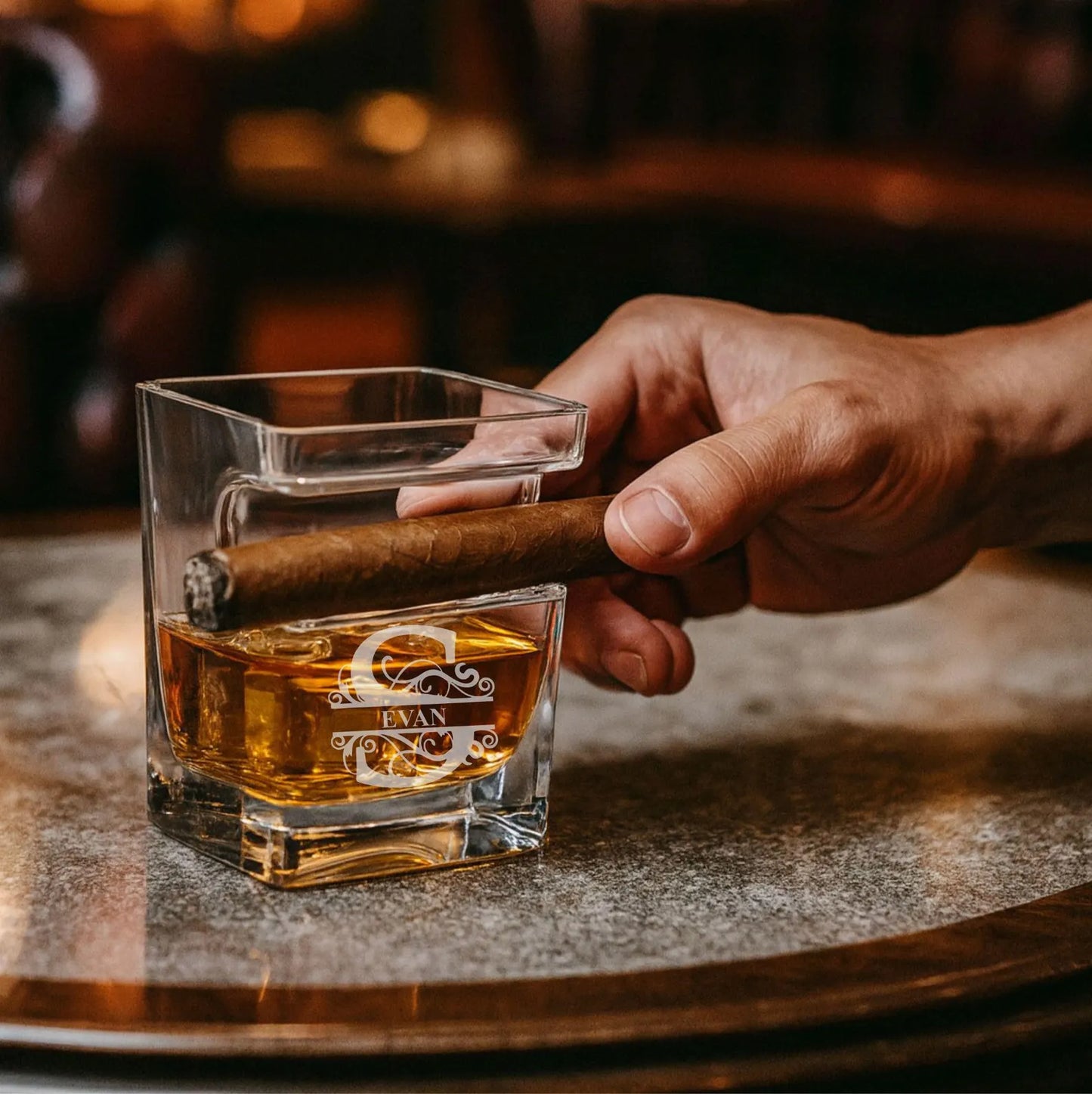 Personalized Cigar Whiskey Glass Gift