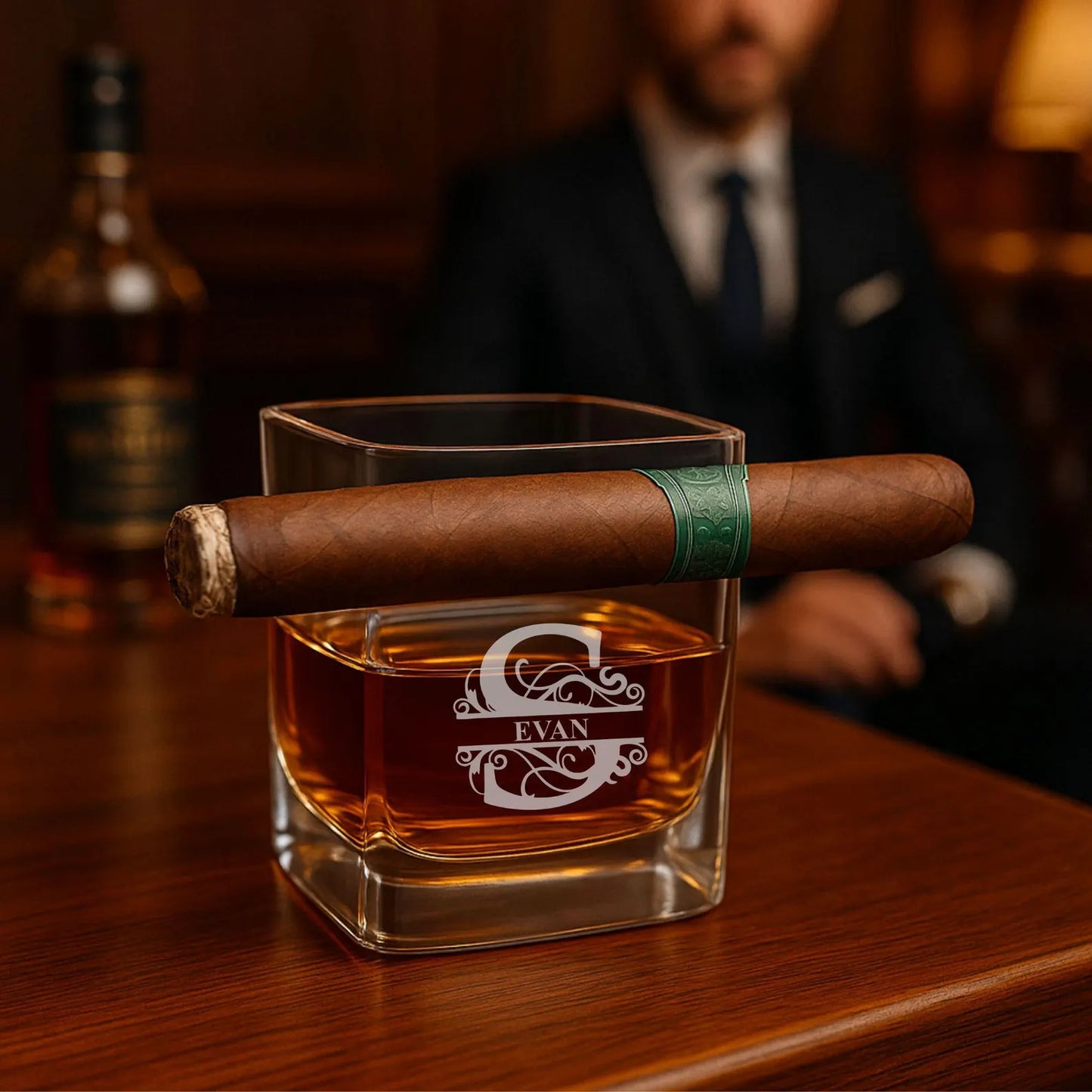 Personalized Cigar Whiskey Glass Gift