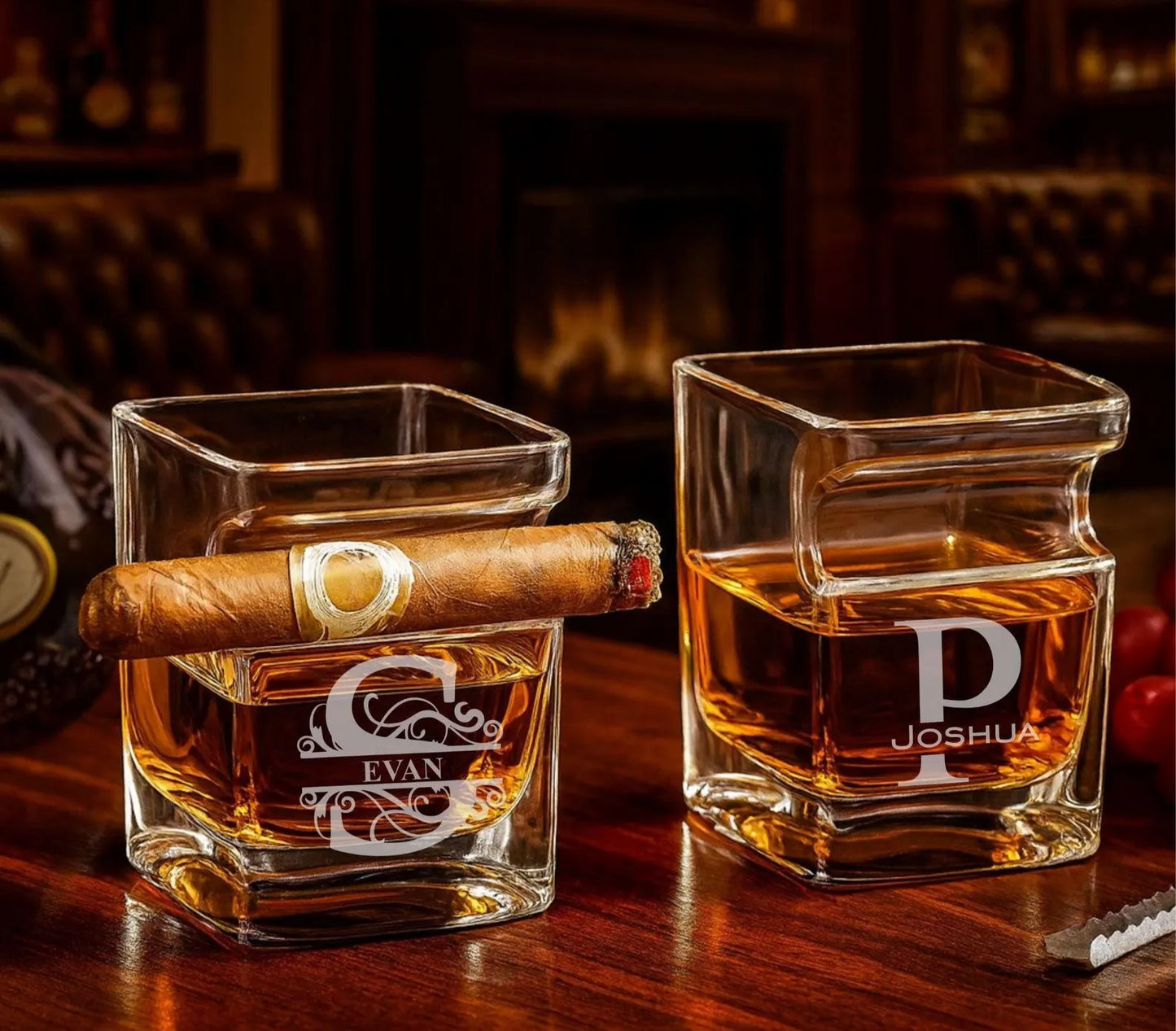 Personalized Cigar Whiskey Glass Gift