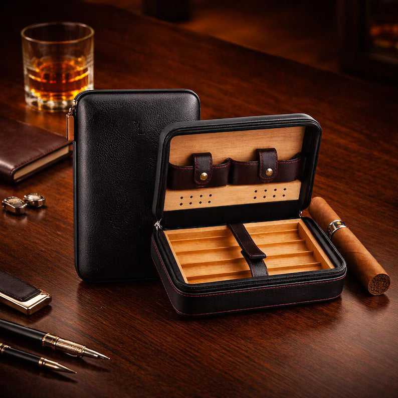 Personalized Leather Cigar Box