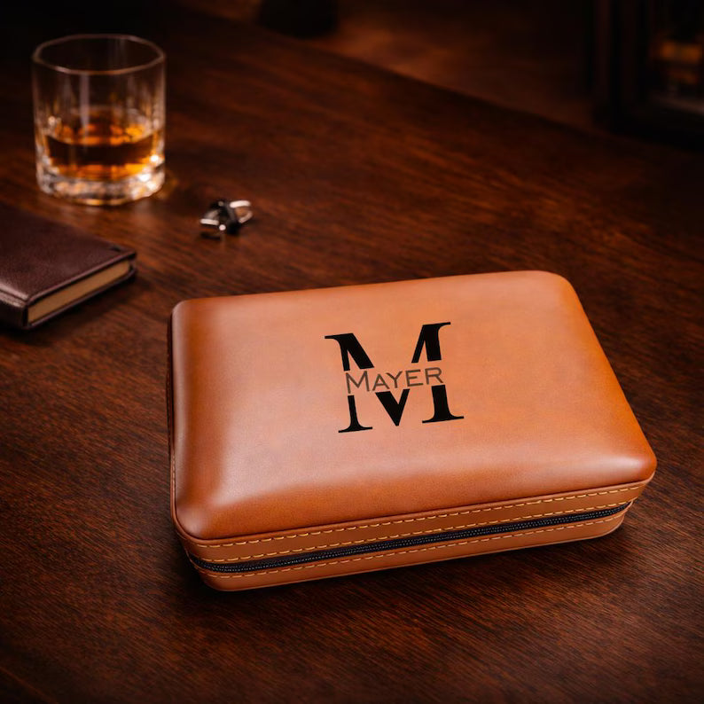 Personalized Leather Cigar Box