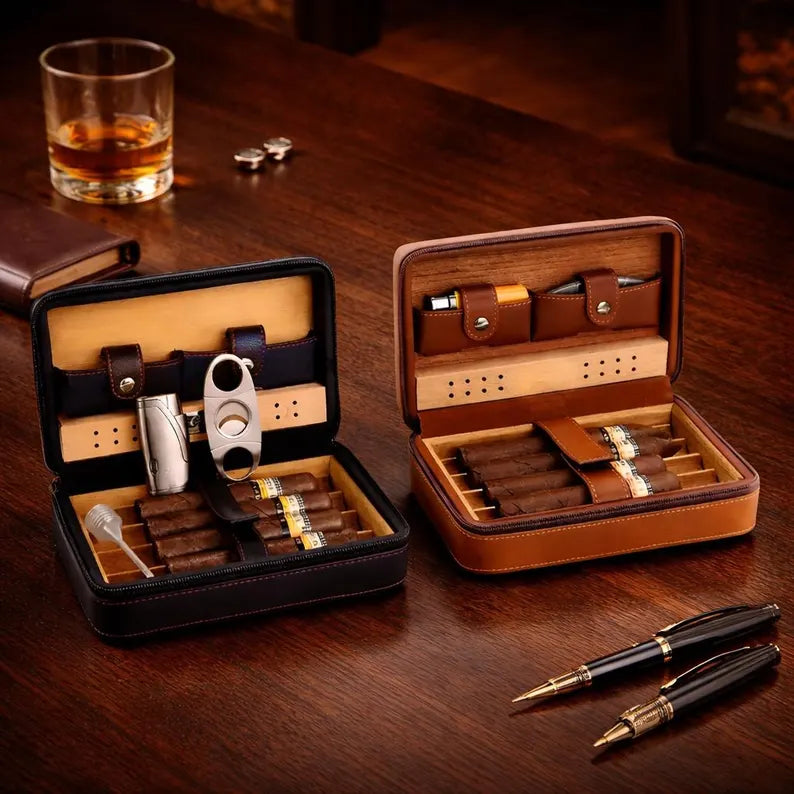 Personalized Leather Cigar Box