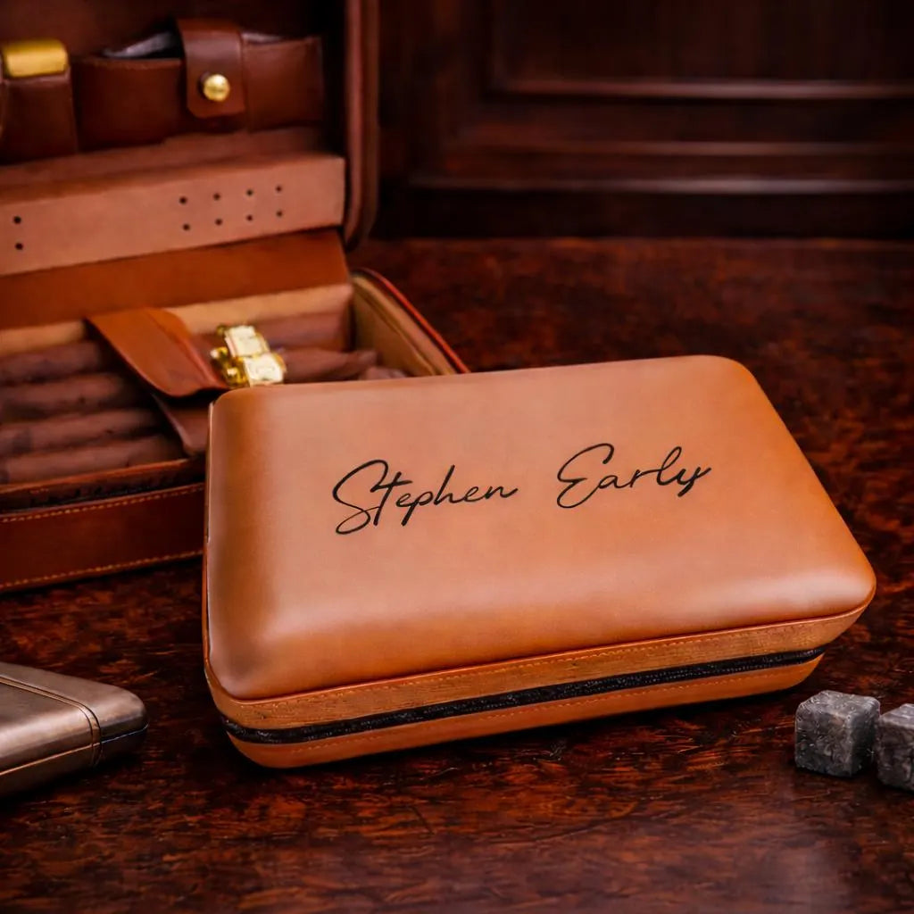 Personalized Leather Cigar Box