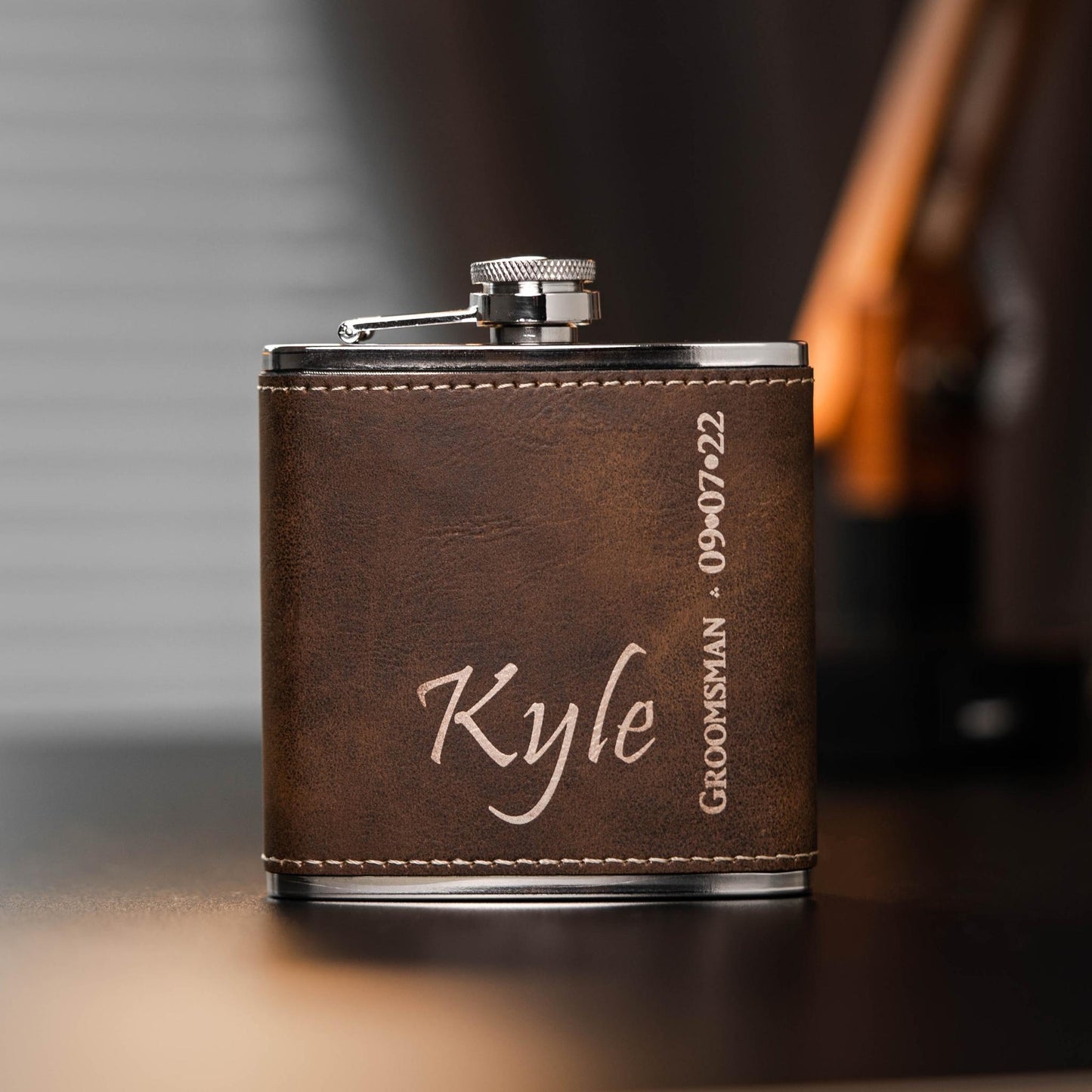 Personalized Rustic Flask Set
